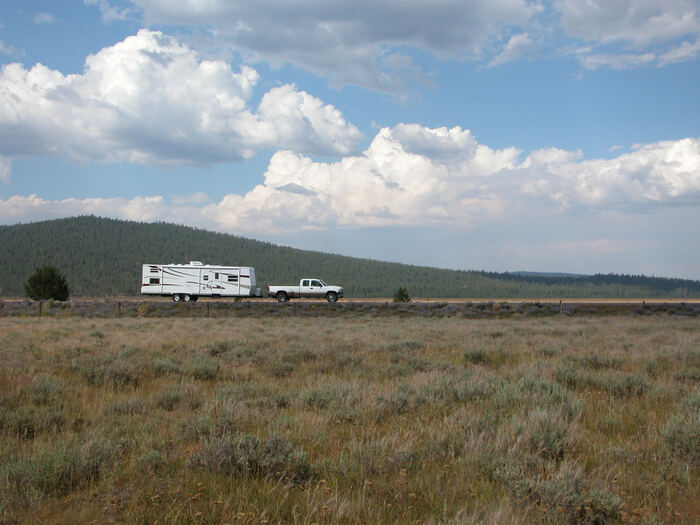 RV on a mountain road